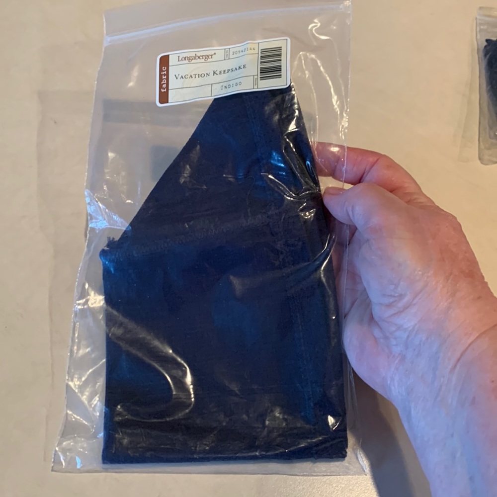 Longaberger Fabric Liner for Vacation Keepsake Basket, Indigo Blue. NEW